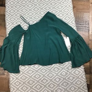 Leith Small Off Shoulder Bell Sleeve Top Teal